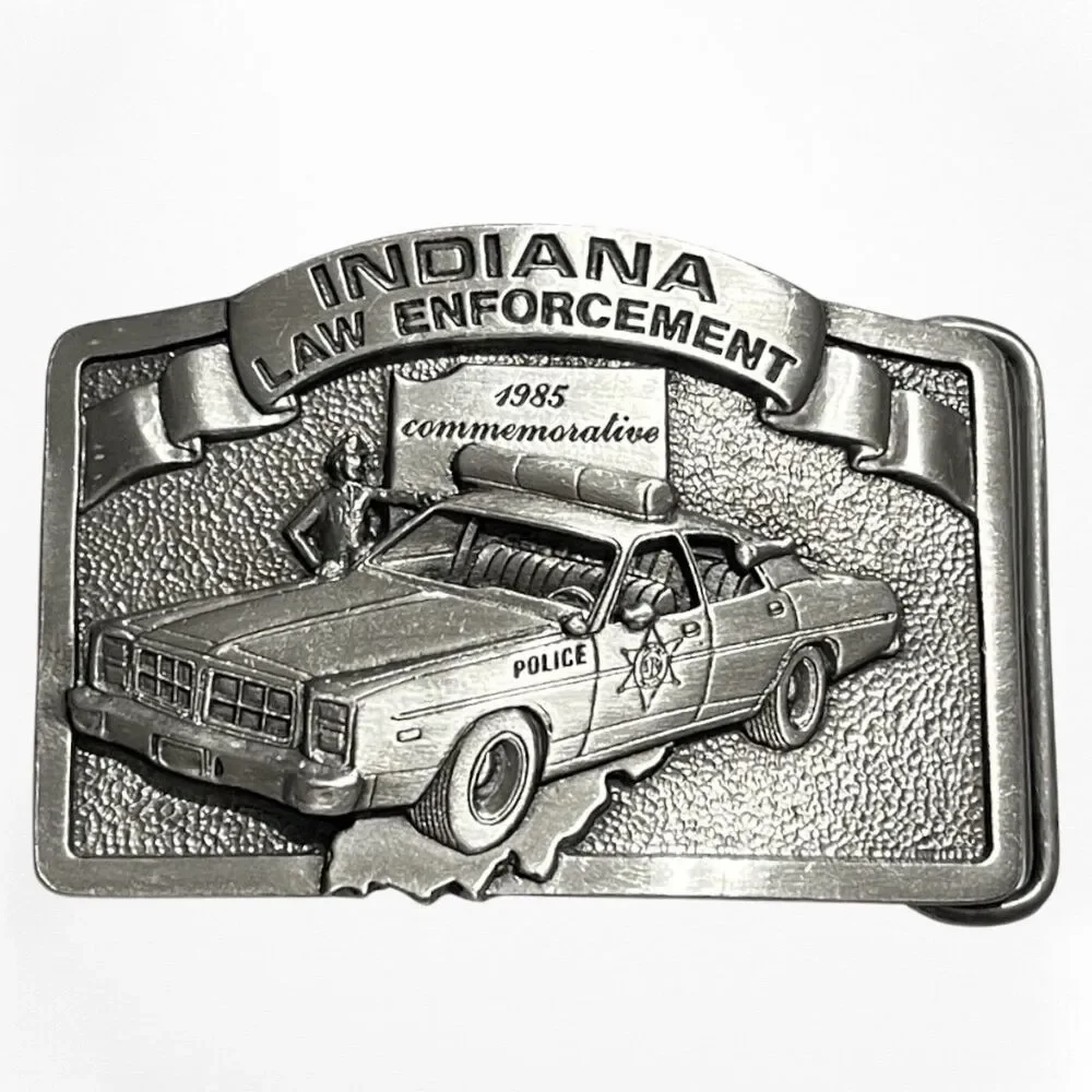 Bergamont Belt Buckle Indiana Law Enforcement Pewter 1985 Commemorative Police
